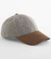 BB627 B627 Beechfield Suede Peak Herringbone Cap brown herringbone colour image